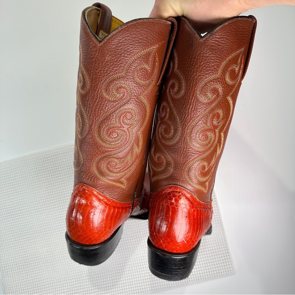 African Boot Co western python leather cowboy boo… - image 6